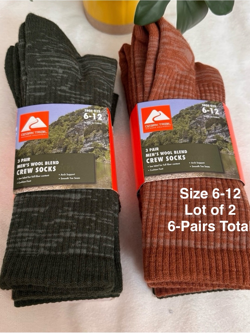 Ozark Trail Men's Merino Wool Blend Socks, 3-Pack